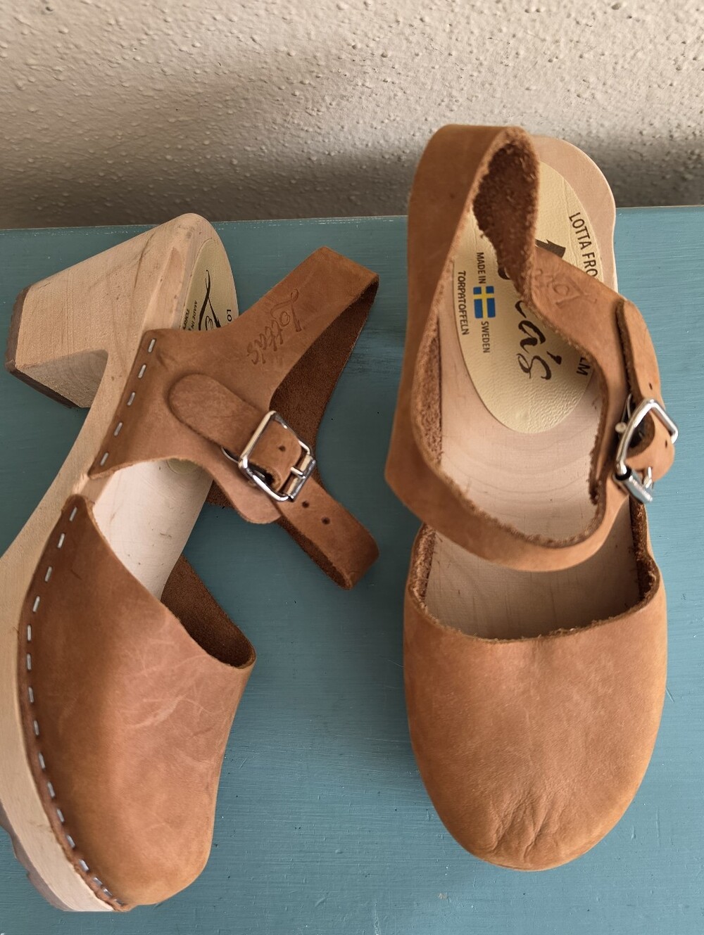 Lotta from Stockholm Highwood Oiled Nubuck Wooden Clogs Brown 37/6.5 - Picture 2 of 12